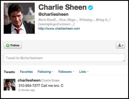number charlie sheen teléfono twitter
