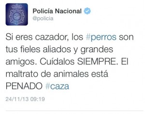 twitter policia cazador maltrato animales